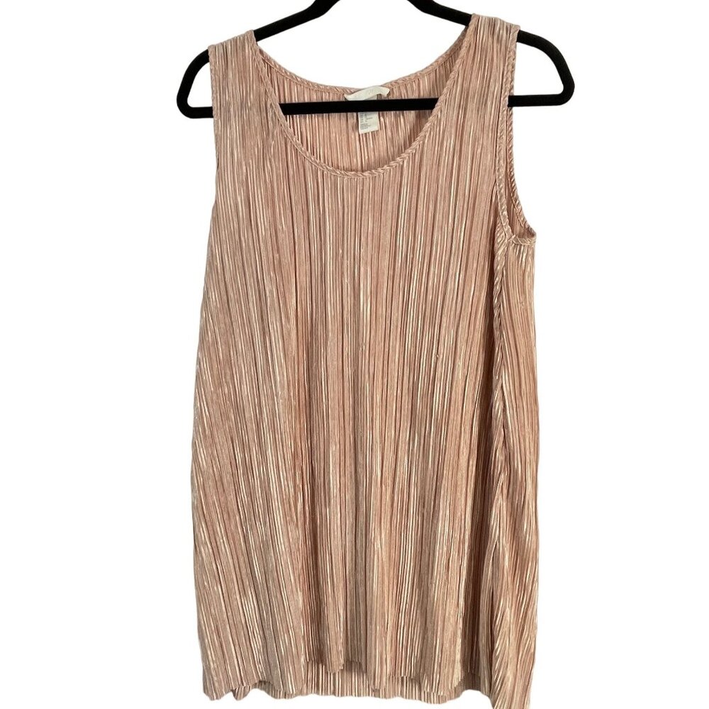 h &amp; m sleeveless shirt blouse long sheer shine brown medium bust 22" READ